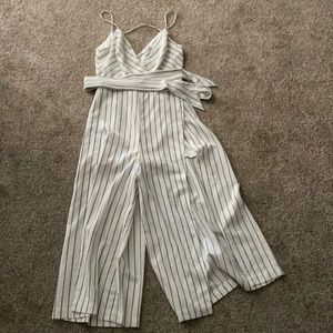 Black white striped romper
